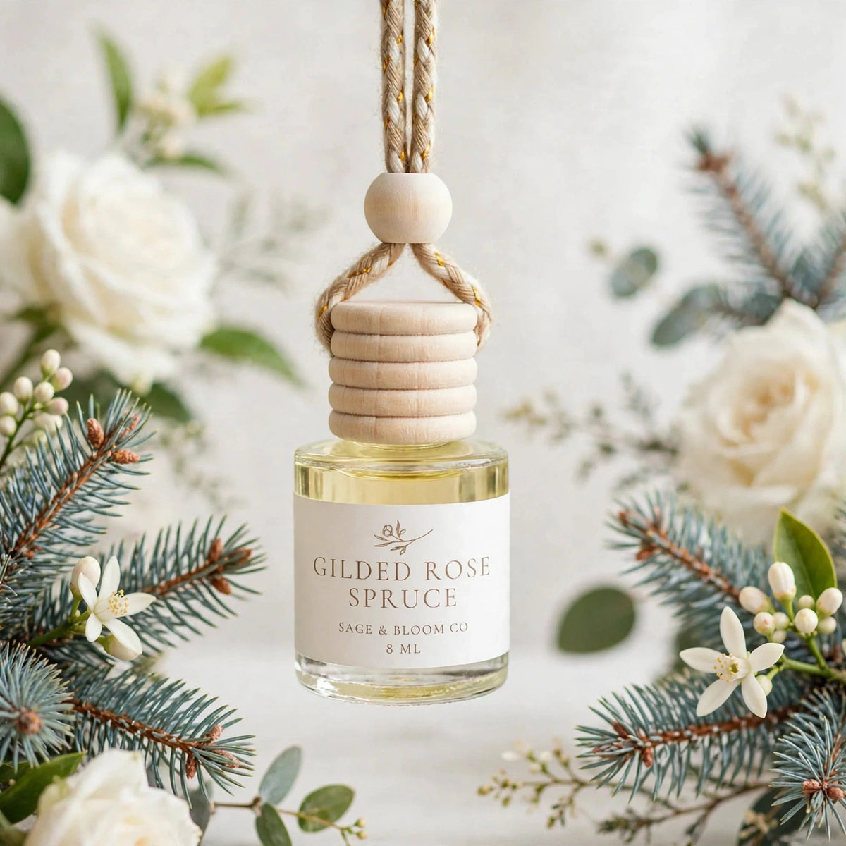 Gilded Rose Spruce hanging botanical photo