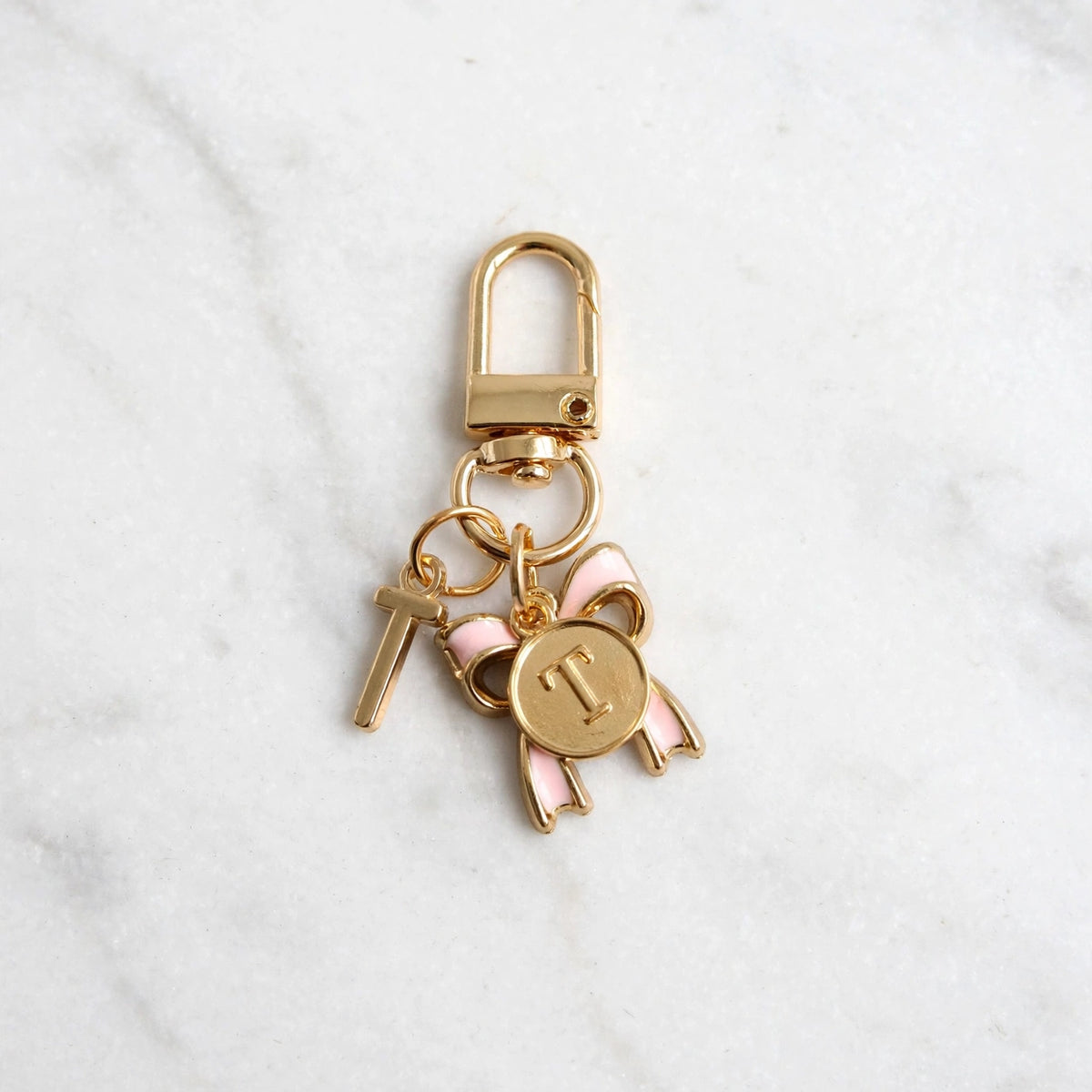 Bow Initial Bag Charm - Letter Charm - T