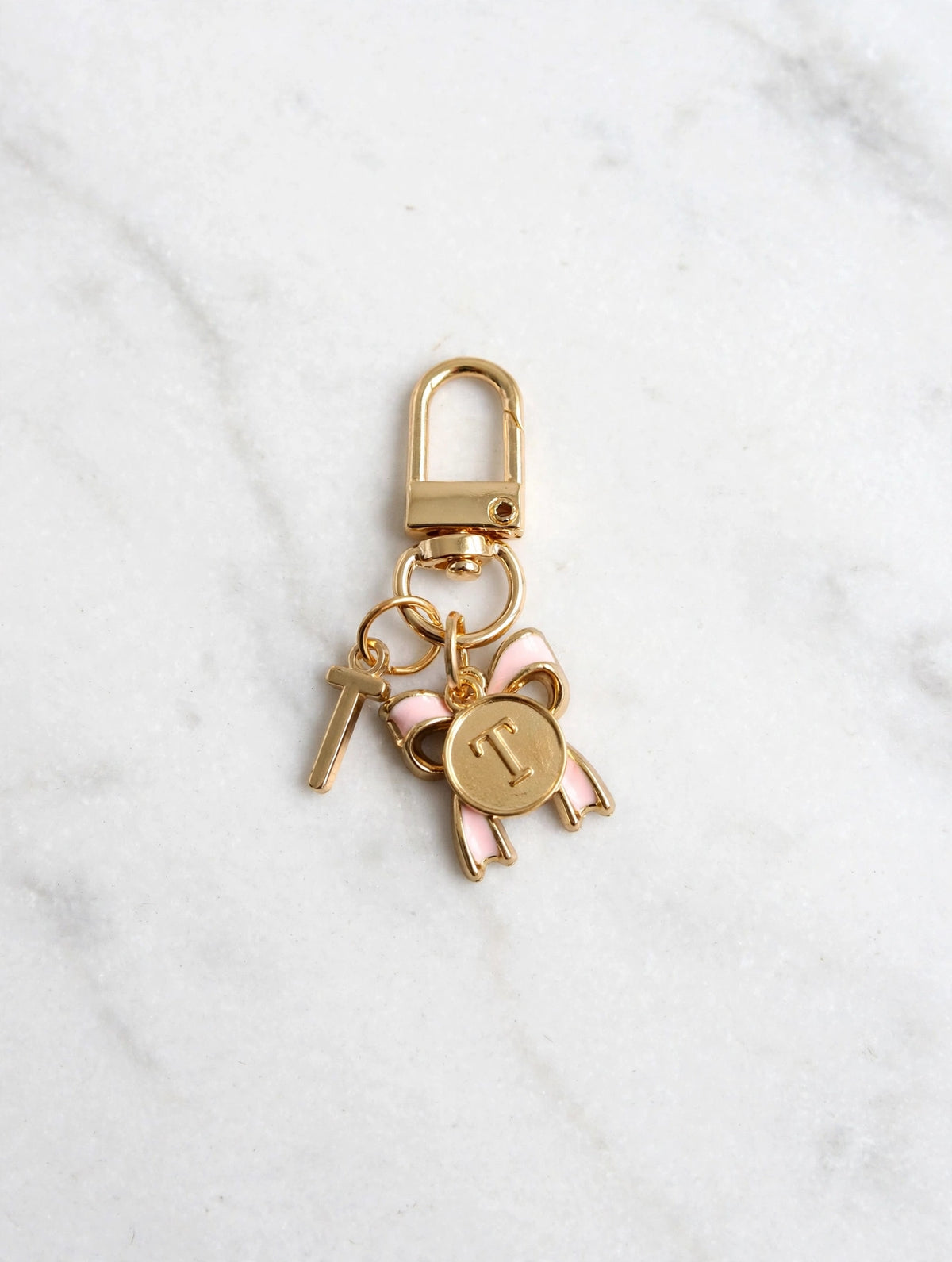 Bow Initial Bag Charm - Letter Charm - T