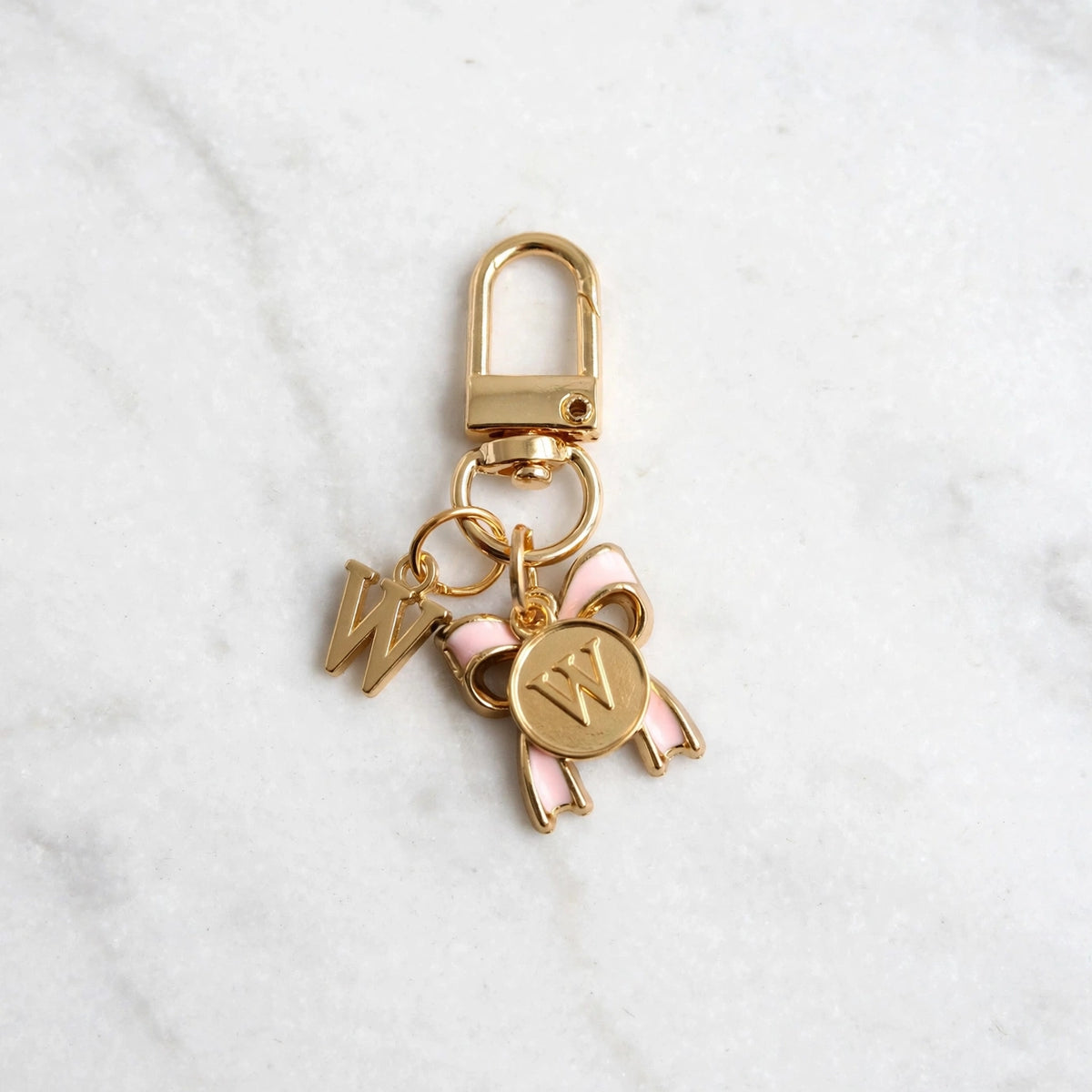 Bow Initial Bag Charm - Letter Charm - W