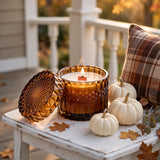 Fallen Leaves Vintage Glass Candle