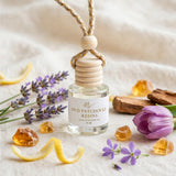 Oud Patchouli Resins car diffuser styled with lavender, tulip, violet, lemon rind, sandalwood and amber
