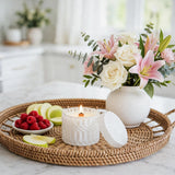 Prosecco Raspberries Vintage Glass Candle