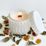 Oud Patchouli Resins vintage glass candle detail