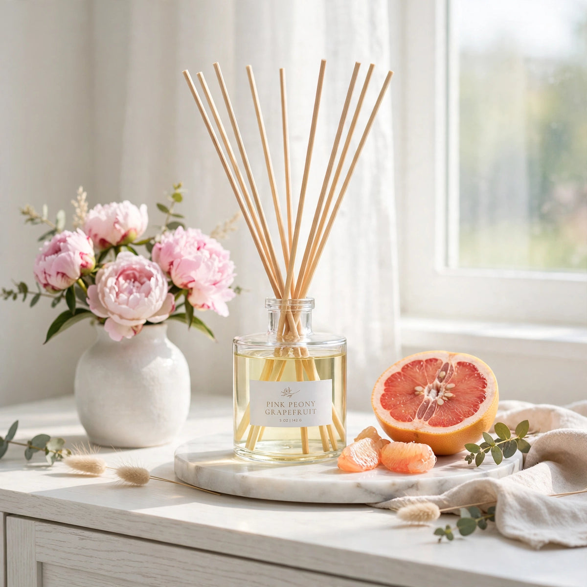Pink Peony Grapefruit Reed Diffuser