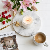 Prosecco Raspberries vintage glass candle lifestyle