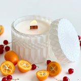Red Currant Kumquat vintage glass candle detail