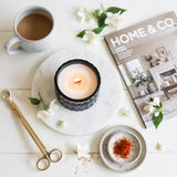 Rouge Saffron vintage glass candle lifestyle
