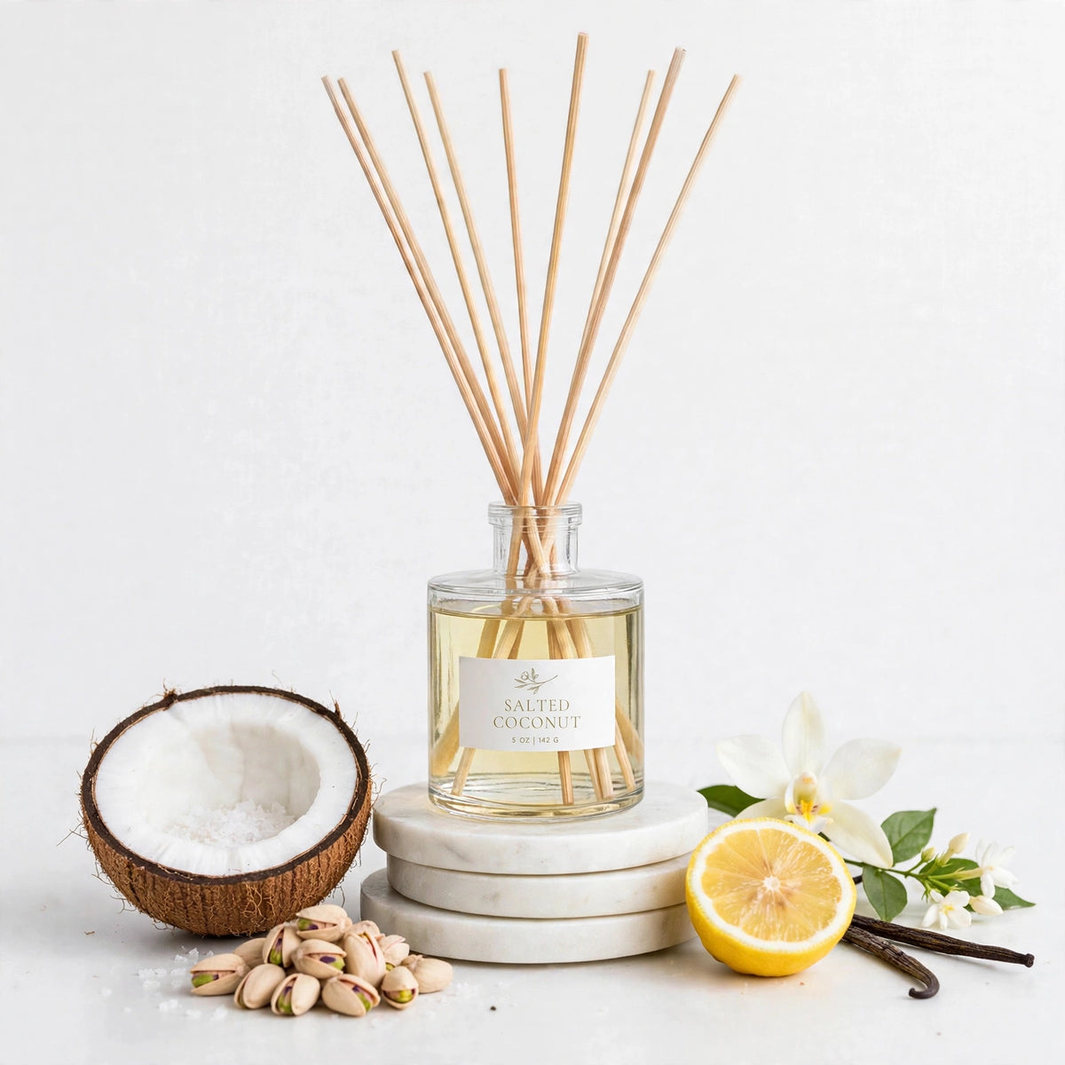 Salted Coconut Reed Diffuser with scent notes