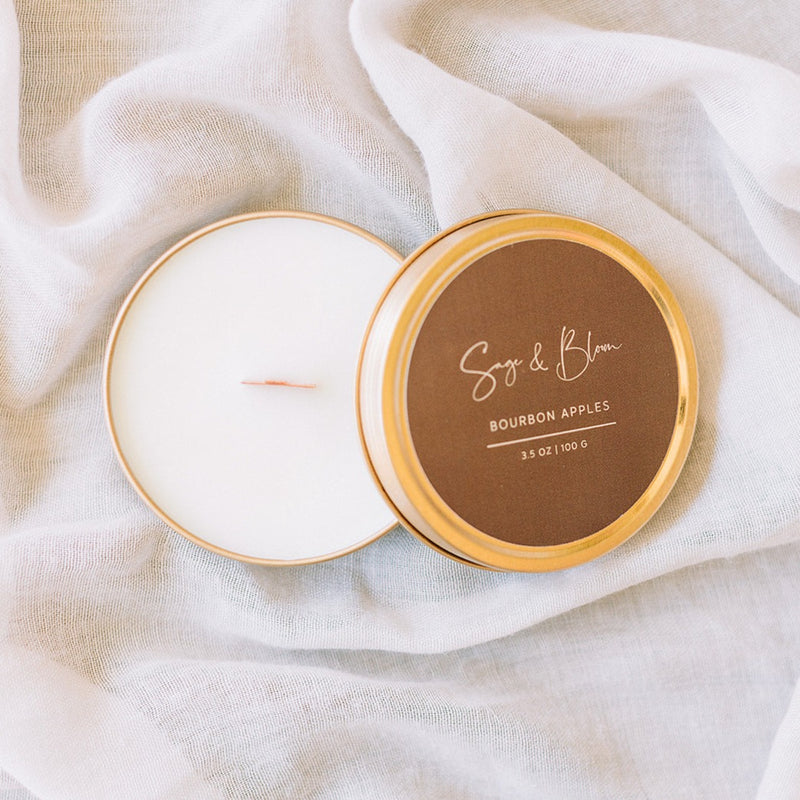 Bourbon Apples Travel Tin Candle