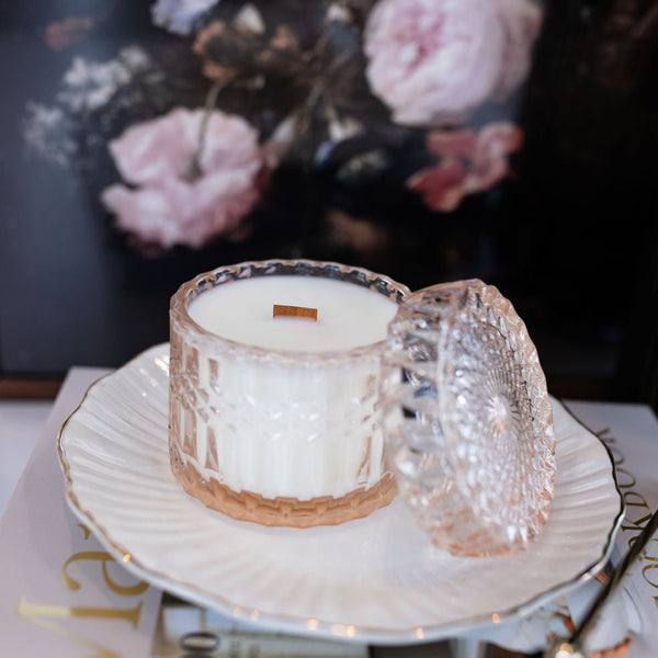 Camellia Patchouli Flower Vintage Glass Candle