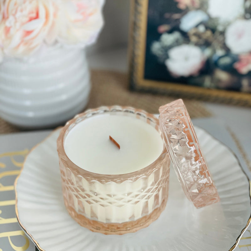 Lavender Moonflower Vintage Glass Candle