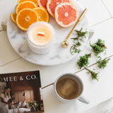 Amber Oakmoss vintage glass candle lifestyle