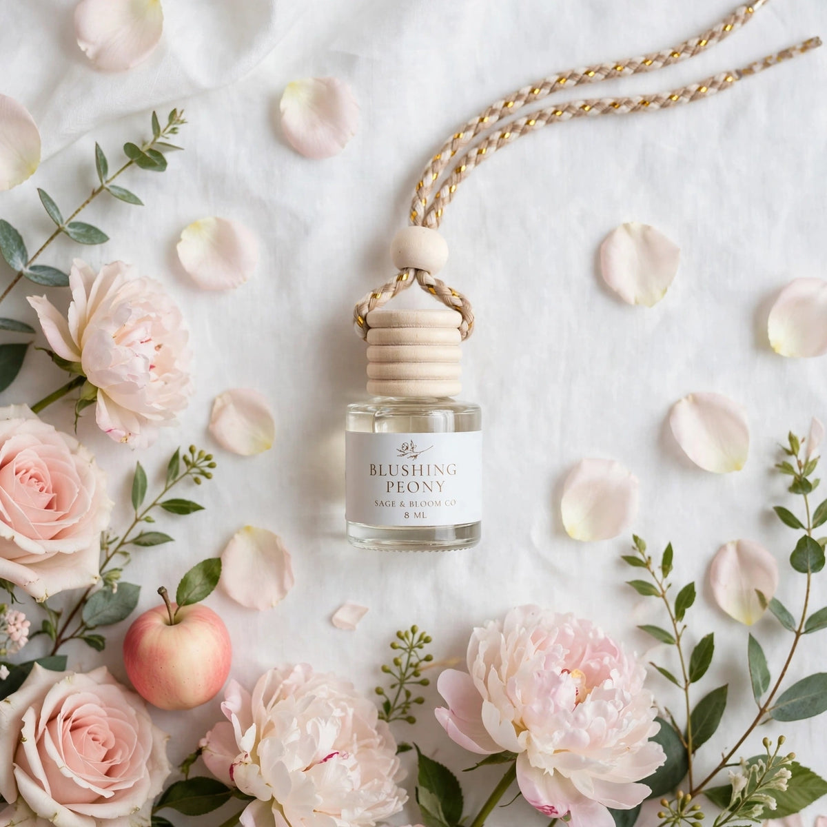 Blushing Peony car diffuser flat lay