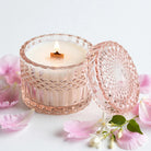 Blushing Peony vintage glass candle detail photo