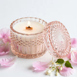 Blushing Peony vintage glass candle detail photo