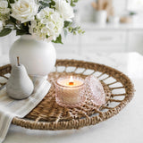 Blushing Peony vintage glass candle styled photo