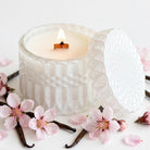 Cashmere Vanilla vintage glass candle detail