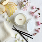 Cashmere Vanilla vintage glass candle flat lay