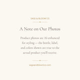 A note on our photos — product photos are AI-enhanced for styling