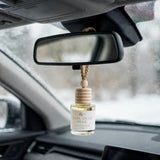Earl Gray Pear in car on rearview mirror