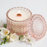 Fig Tree Freesia vintage glass candle detail