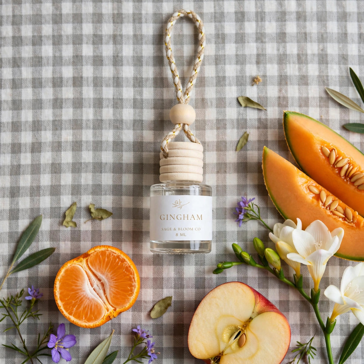 Gingham car diffuser styled product photo