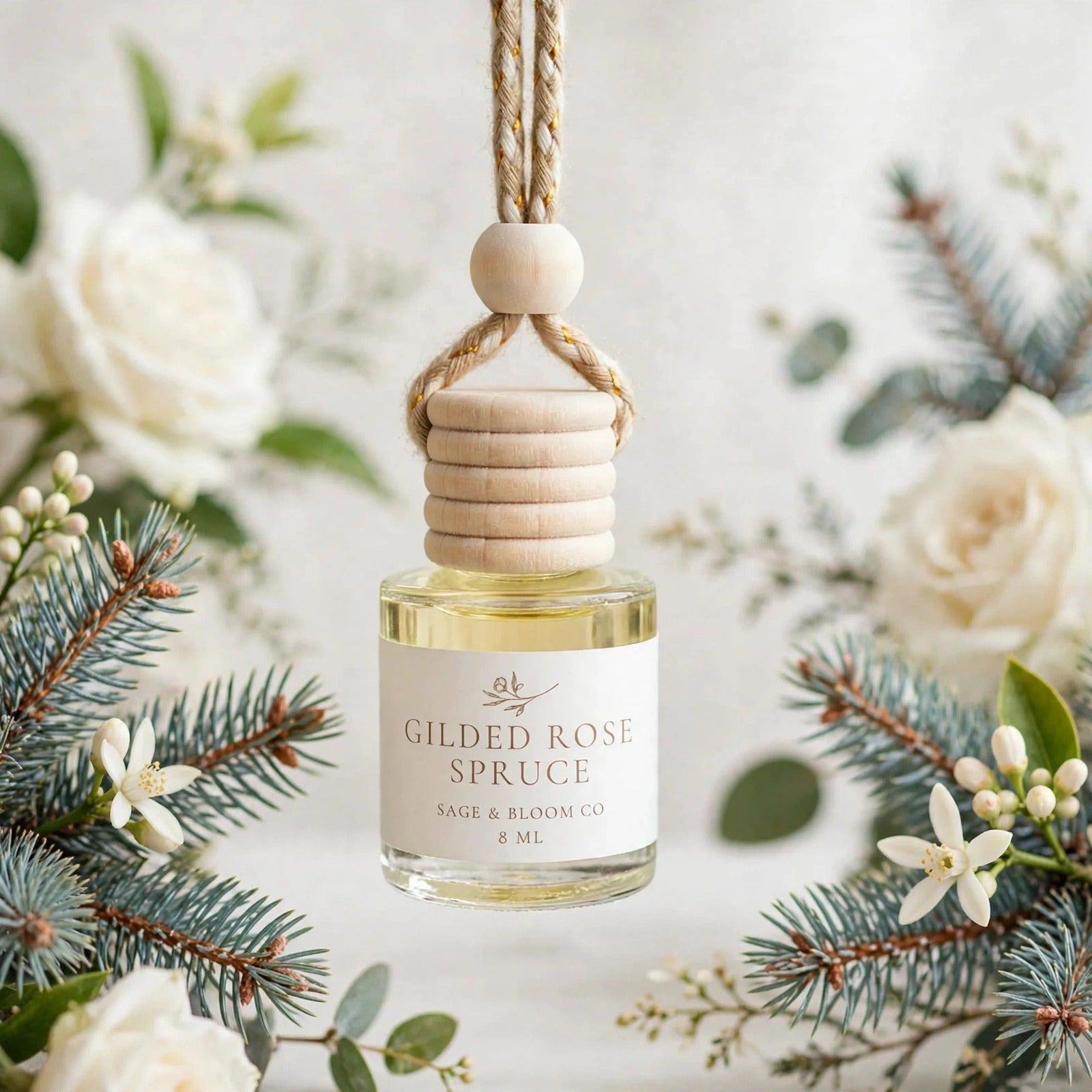 Gilded Rose Spruce hanging botanical photo