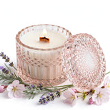 Lavender Moonflower vintage glass candle detail