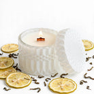 Matcha Bergamot vintage glass candle detail