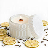 Matcha Bergamot vintage glass candle detail