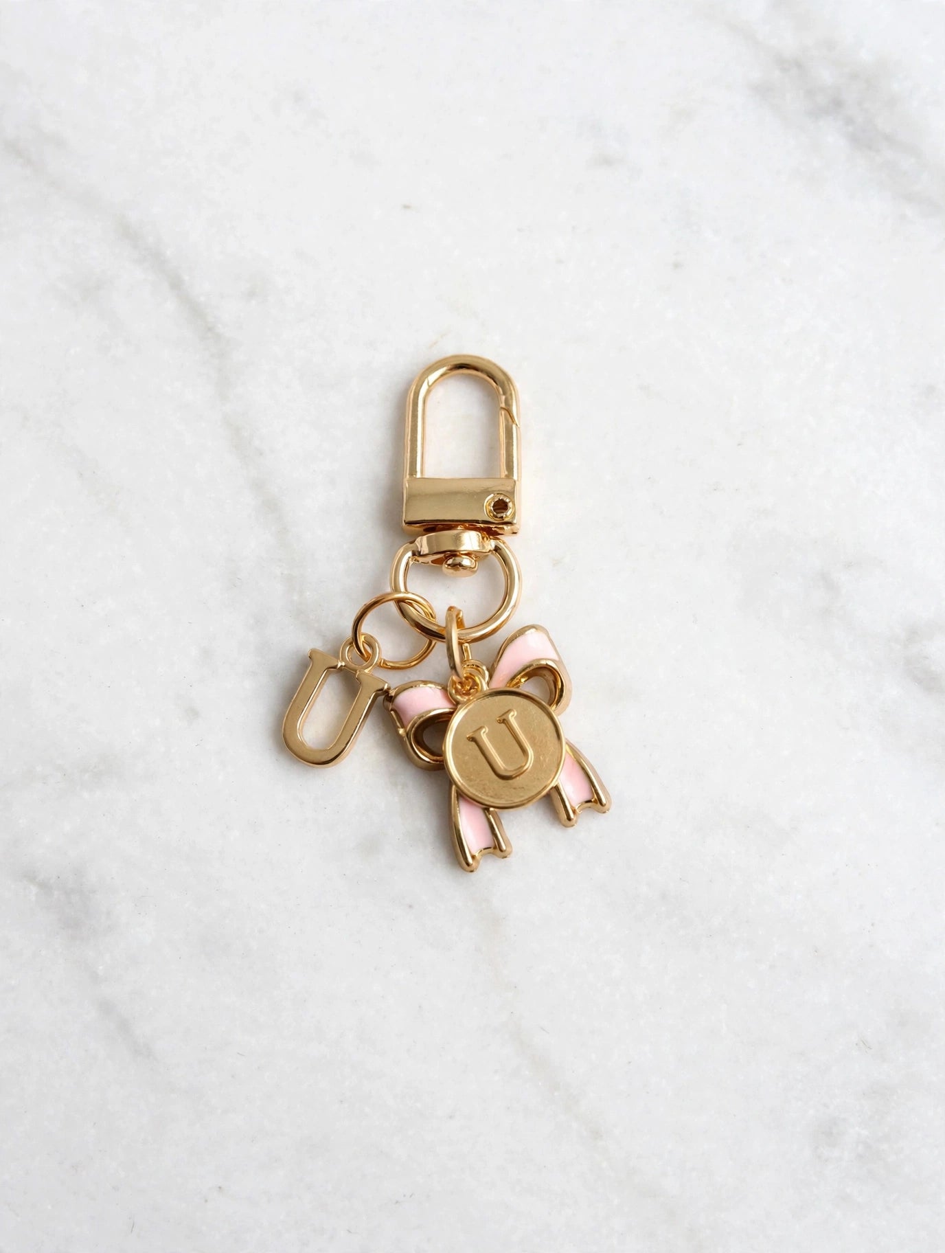 Bow Initial Bag Charm - Letter Charm - U