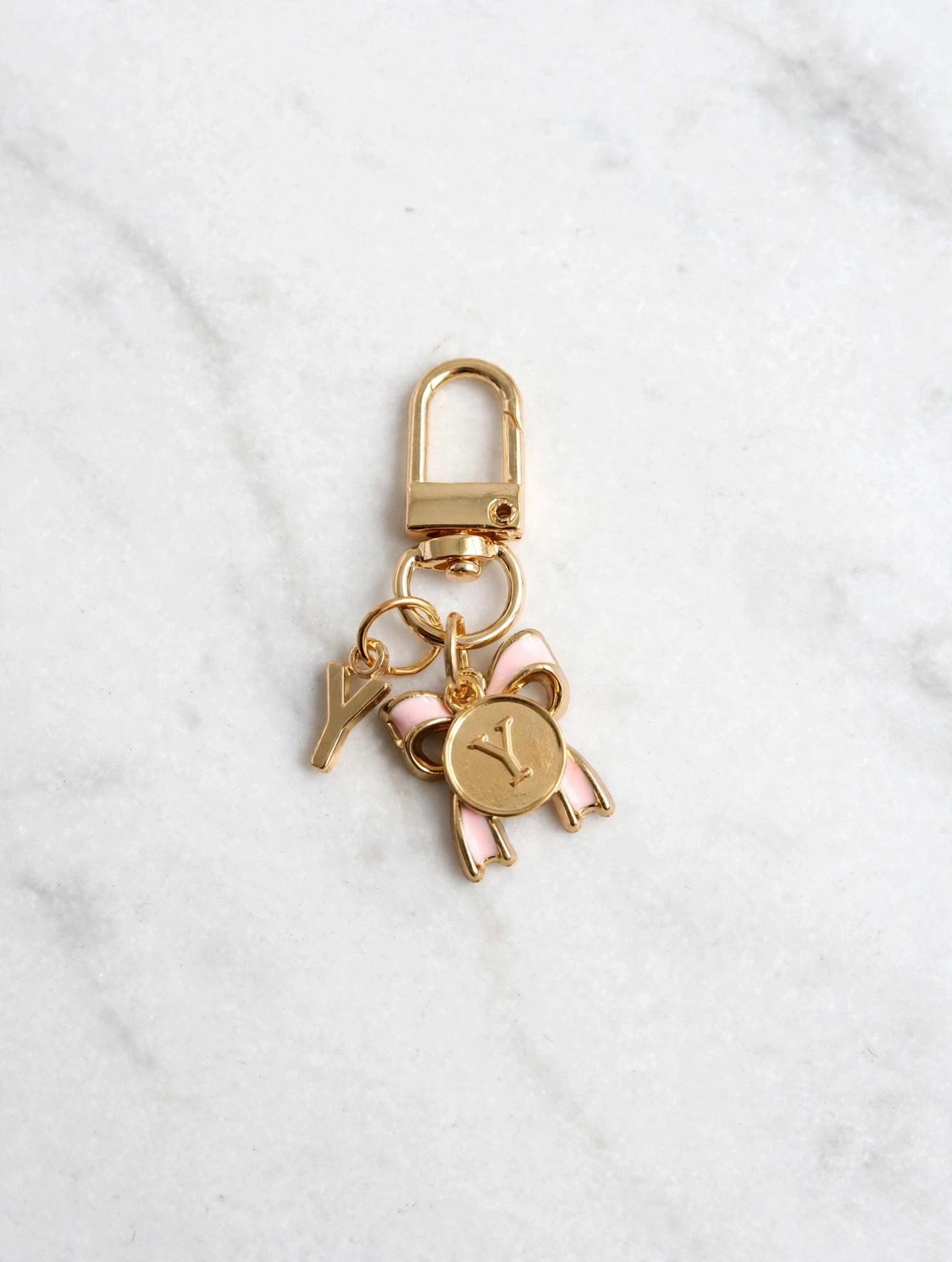 Bow Initial Bag Charm - Letter Charm - Y