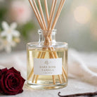Dark Rose Vanilla Reed Diffuser label close-up
