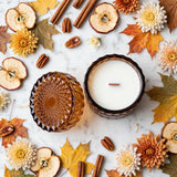 Fallen Leaves Vintage Glass Candle