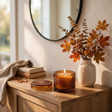 Fallen Leaves Vintage Glass Candle