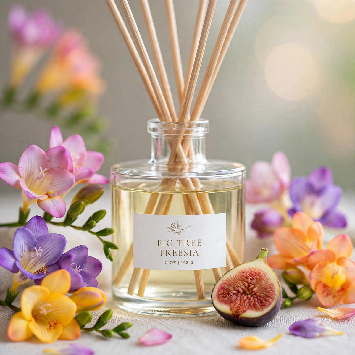 Fig Tree Freesia Reed Diffuser label close-up