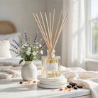 Lavender Moonflower Reed Diffuser on nightstand