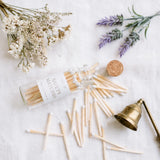 Mini Apothecary Matches flat lay with brass snuffer