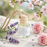 Lavender Moonflower car diffuser styled with lavender, roses and cherry blossom