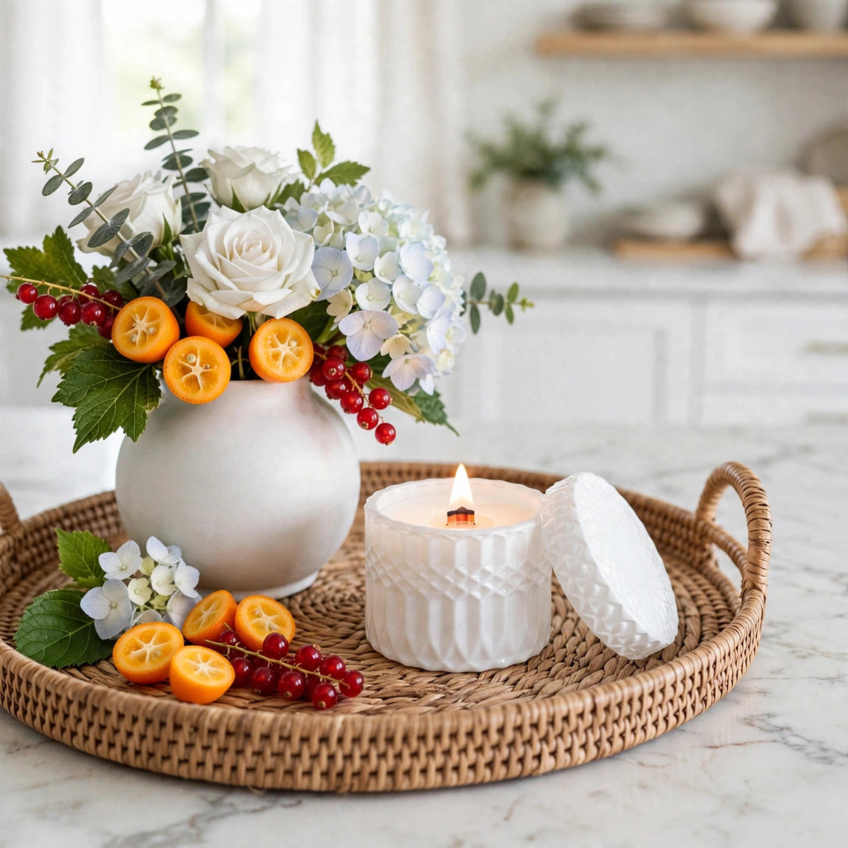 Red Currant Kumquat Vintage Glass Candle
