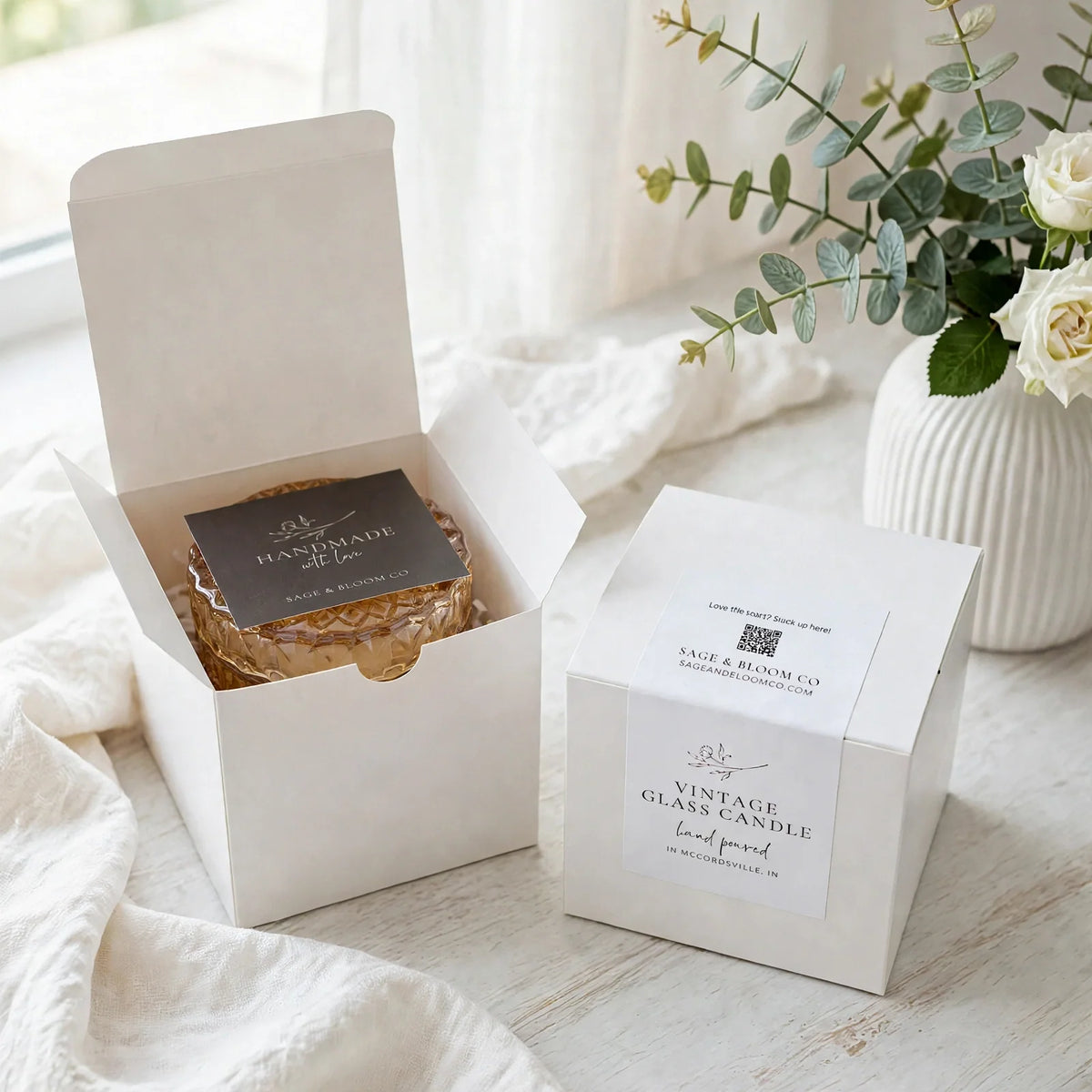 Champagne vintage glass candle packaging