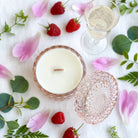 Midnight Peony vintage glass candle flat lay