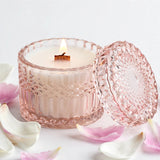 Magnolia Peony vintage glass candle detail