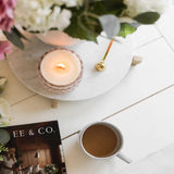 Magnolia Peony vintage glass candle lifestyle