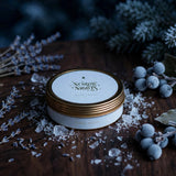 Nordic Nights travel tin candle in frosty night scene