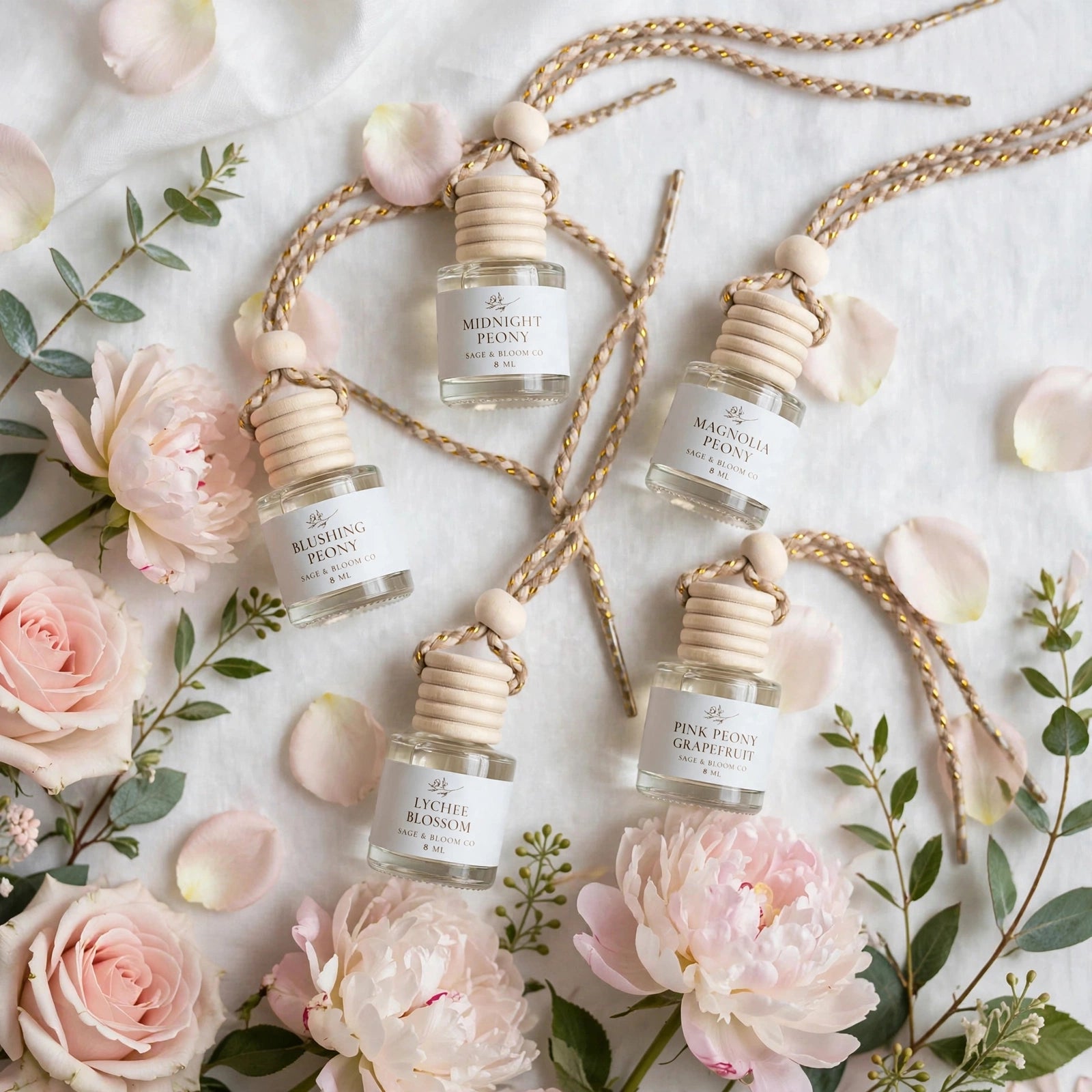 Peony Collection Bundle five diffusers spiral flat lay