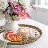 Pink Peony Grapefruit vintage glass candle styled