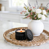 Pink Pepper Vetiver vintage glass candle styled