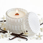 Salted Coconut vintage glass candle detail